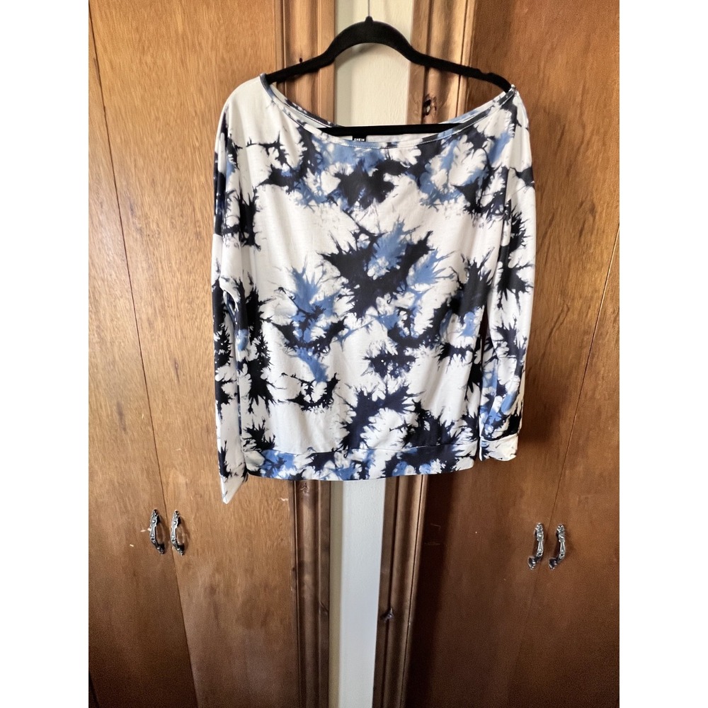 SHEIN-Woman's Blue Tye Dye Long Sleeve Pullover Shirt Size M